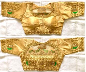 Yellow Colour Heavy Malbari Silk Ready Made Blouse For Wedding Wear