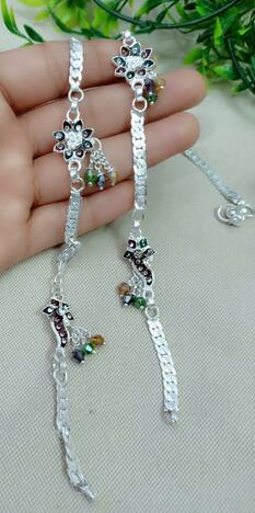 Beautiful Silver Imitation Multi Colored Anklet KLP457