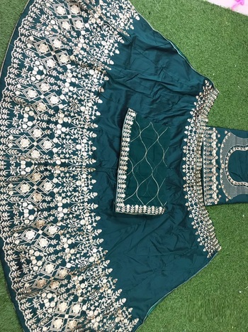 Astonishing Green Color Designer Taffeta Silk Embroidered Work Traditional Wear Lehenga Choli For Women