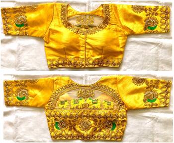 Yellow Colour Malbari Silk Ready Made Blouse For Wedding Wear