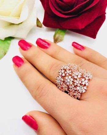 Rose Gold Imitation American Diamond Ring For Women