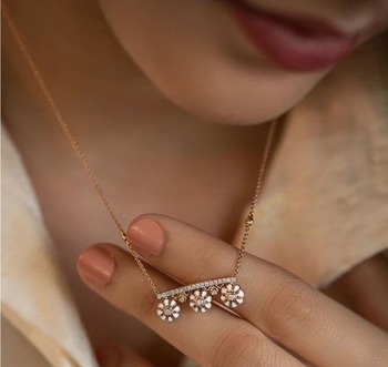 White Color American Diamond Golden Imitation Necklace