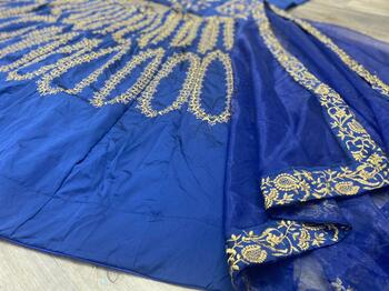 Novel Dark Blue Color Wedding Wear Banglori Silk Designer Embroidered Work Lehenga Choli