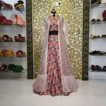 Dashing Orange Color Taffeta Silk Printed Function Wear Indo Western