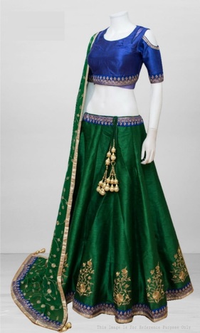 Party Wear Green Color Satin Silk Embroidered Work Occasion Wear Lehenga Choli