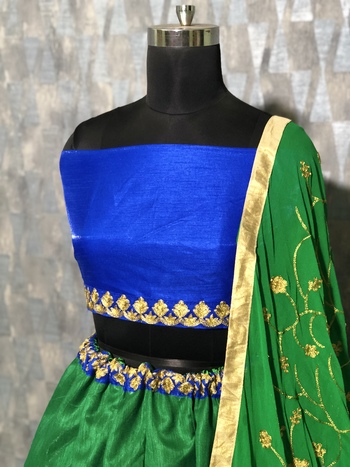 Party Wear Green Color Satin Silk Embroidered Work Occasion Wear Lehenga Choli