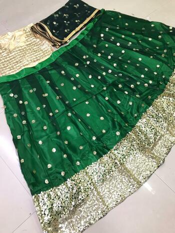 Desirable Green Color Net Sequence Work Fancy Lehenga Choli For Function Wear
