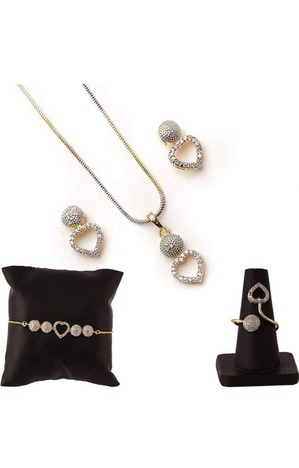 Function Wear White Color Diamond Artificial Necklace Set For Women