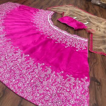 Incredible Rani Pink Color Designer Malbari Silk Embroidered Work Wedding Wear Lehenga Choli