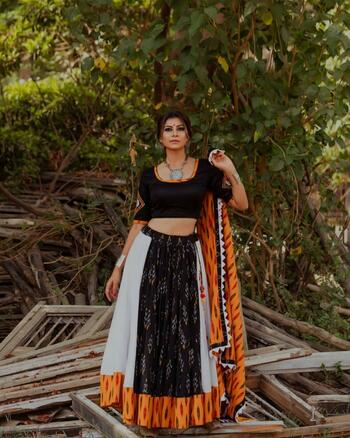 Sizzling Black Color Beautiful Full Stitched Soft Art Silk Fancy Digital Printed Festival Wear Lehenga Choli Online