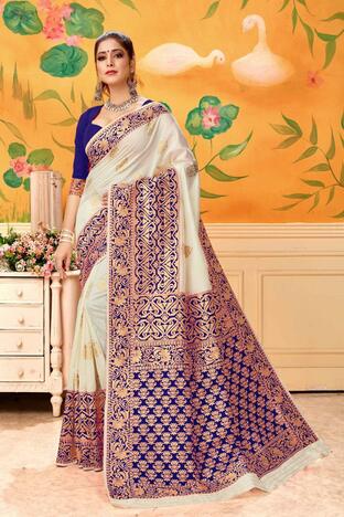 Purple Banarasi Kota Silk Function Wear Fancy Saree Design Online