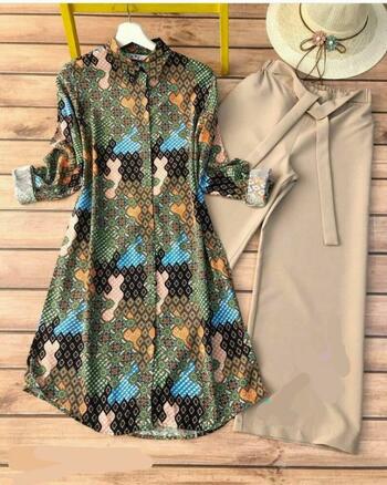 Appealing Green Color Special Cotton Flex Digital Printed Fancy Ready Made Plazo Kurti