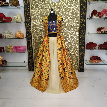Stunning Yellow Color Georgette Digital Printed Lehengas For Women