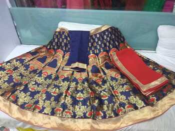 Graceful Blue Color stunning banarasi Lehenga Choli Design Online