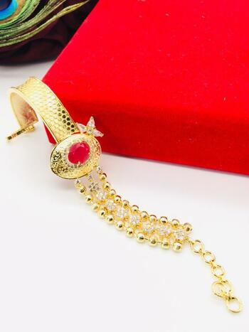 Stylish Red Diamond Golden Artificial Imitation Bracelet KLP408