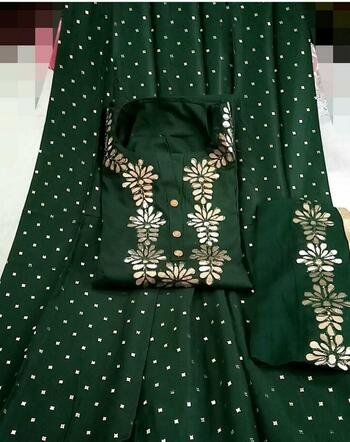 Delightful Dark Green Colored Rayon Cotton Kurti Full Stitched Palazo With Najmeen Dupatta For Party Wear VT3034102C