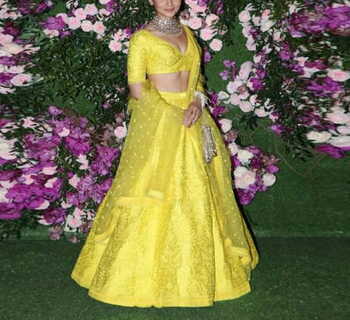 Trendy Yellow Color Occasion Wear Taffeta Silk Embroidered Work Lehenga Choli