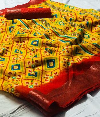Yellow Cotton Silk With Border Saree And Cotton Silk Blouse For Occasion Wear