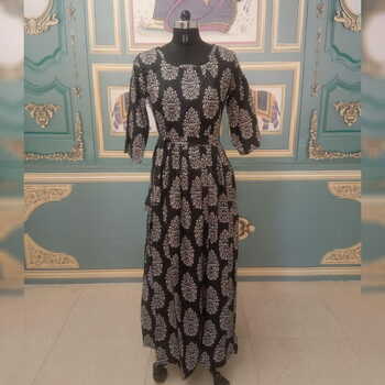Brilliant Black Rayon Printed Full Stitched Kurti For Party Wear MINIAB182A