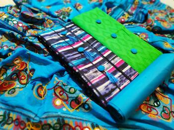 Blue Green Two Cotton Top Printed Salwar Suit