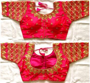 Stylish Rani Thread Work Silk Readymade Blouse Design Online