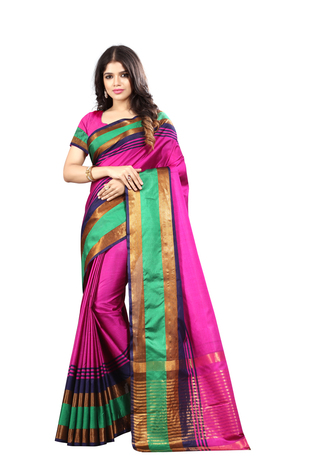 Superb Rani pink Silk Casual Wear Designer Saree Design For Women