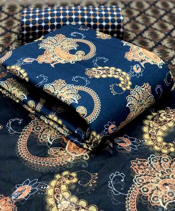 Absorbing Blue Color Fancy Printed Cotton Pashmina Designer Unstitched Dress Material