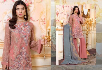 Festive Wear Peach Color Georgette with Embroidery Salawar Suit
