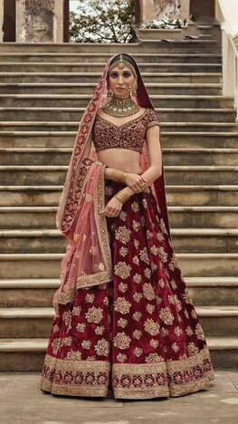 Maroon Function Wear Embroidered Work Tapeta Silk Lehenga Choli