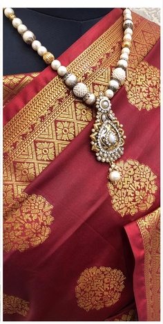 Stylish Maroon Colour Banarasi Silk Saree Blouse For Wedding Wear