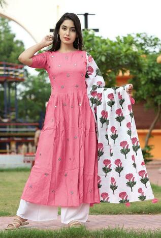 Pink Colour rayon Cotton With Embroidered Plazzo Suit For Party Wear