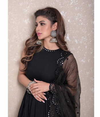 Unique Black Georgette With Embroidered Mirror Work Plazo Kurti VT2005117A