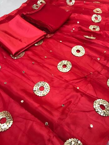 Dashing Beautiful Red Color Designer Net Fancy Sequence Work Lehenga Choli For Wedding Wear