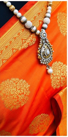 Orange Colour Banarasi Handloom Weaving Silk Saree Wedding Wear