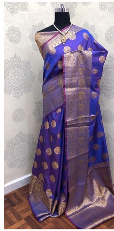 Lovely Purple Colour Banarasi Silk Saree Blouse For Wedding Wear