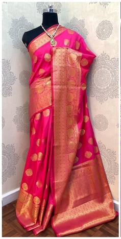 Innovative Pink Colour Banarasi Silk Saree For Wedding Wear