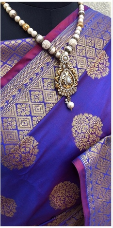 Lovely Purple Colour Banarasi Silk Saree Blouse For Wedding Wear