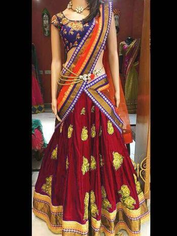 Surpassing Maroon Silk Diamond Embroidered Designer Lehenga Choli