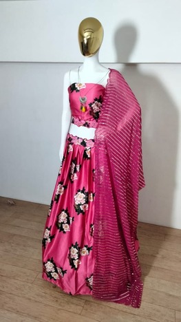 Rani Pink Color Satin Embroidered Work Lehenga Choli For Festive Wear