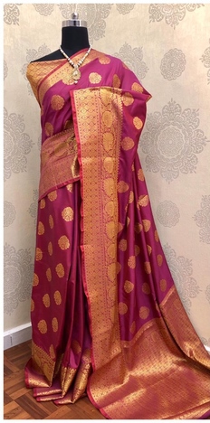 Wine Colour Designer Banarasi Silk Saree Blouse For Function Wear