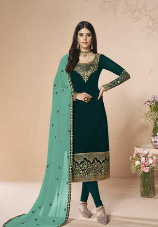 Lovely Rama Georgette Embroidered Work Salwar Suit Design For Women