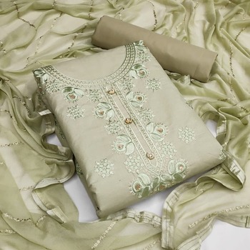 Green Color Cotton Sequence Work Salwar Suit Design