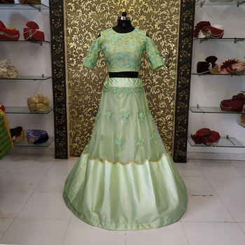 Radiant Green Color Net Satin Embroidered Lehenga Choli For Women