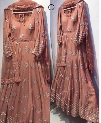 Party Wear English Color Embroidered Readymade Gown with Dupatta No Bottom