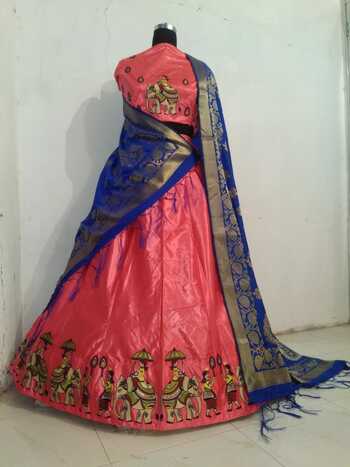 Classic Party Wear Designer Embroidered Taffeta Silk Lehenga