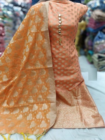 Party Wear Banarasi Silk Dress Material for Women