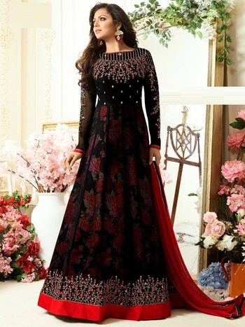 Sophisticated Black Color Wedding Wear Georgette Embroidered Work Designer Anarkali Salwar Suit